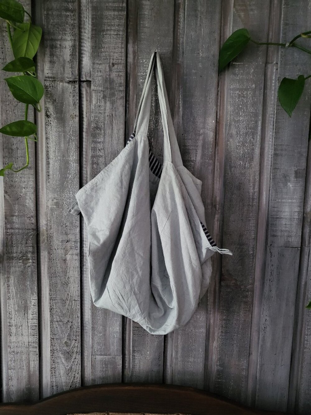 Reversible Cotton Beach Tote Bag Zipper Pocket NWOT